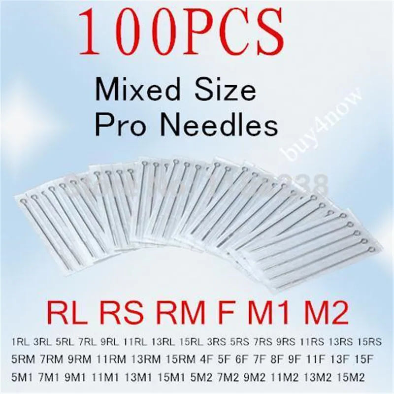 

Promotion!100PCS Mixed Size High Quality Sterile Tattoo Machine Needles Disposable Assorted Needles Free Shipping