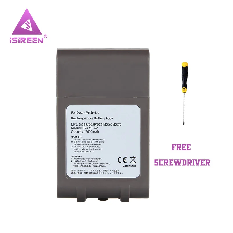 2600mAh Li-ion 21.6V Rechargeable Battery Replacement for DYSON V6 Serise SV09 SV07 SV03 SV04 SV06 DC61 DC62 DC71 DC58 DC59 | Электроника