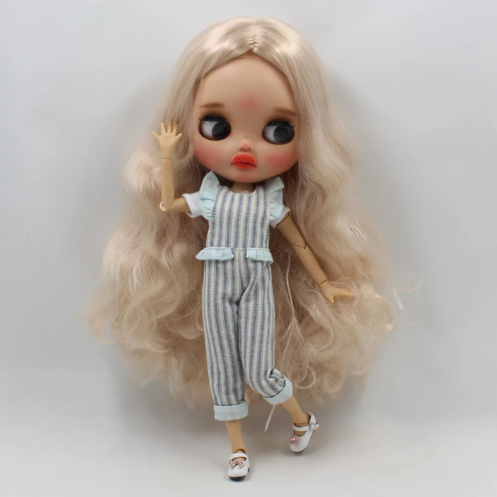 Одежда для кукол DBS blyth icy розовый синий полосатый комбинезон белый с коротким