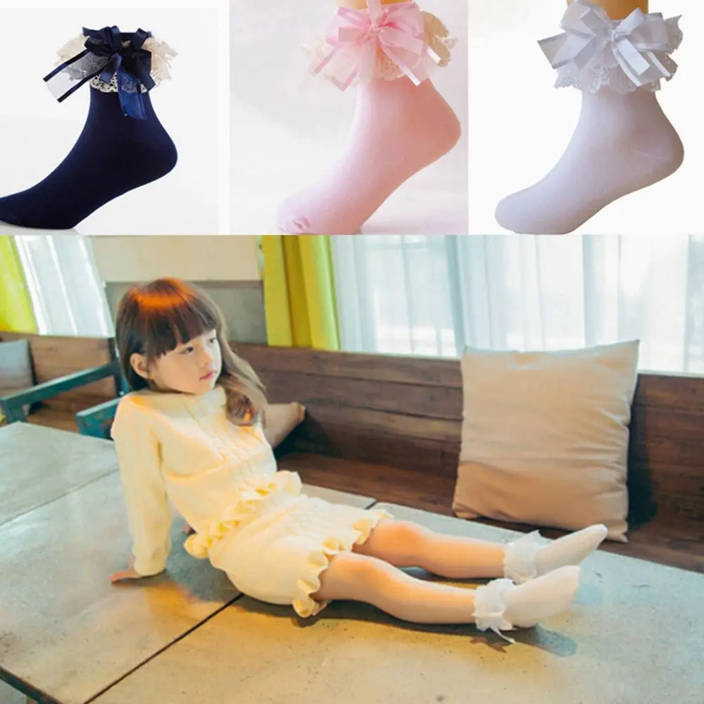 1 пара милых кружевных носков с оборками для маленьких девочек мягкие хлопковые