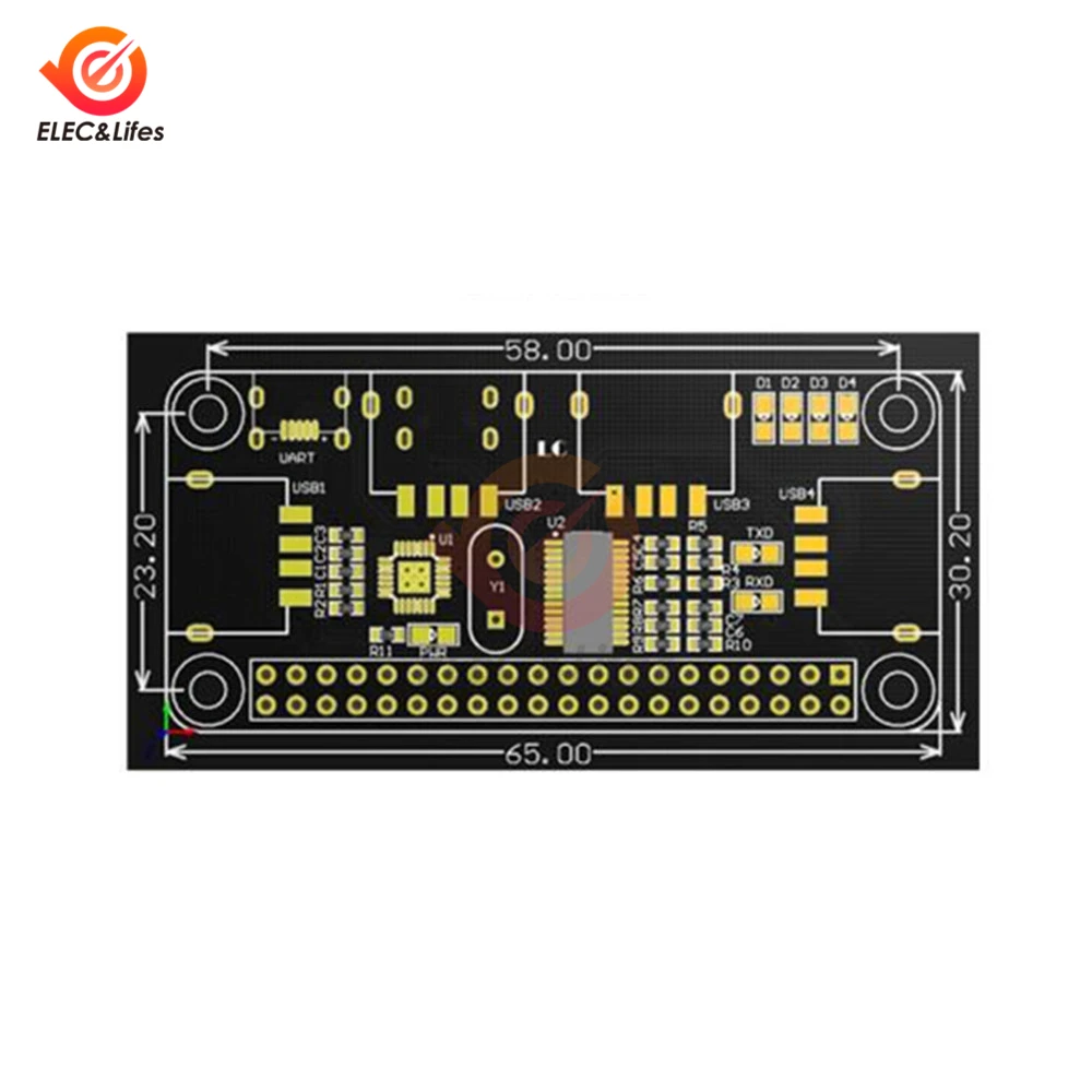 4 порта USB HDMI концентратор для Raspberry Pi 3/Zero W Плата расширения USB для UART для последовательной отладки совместимый USB2.0/1,1
