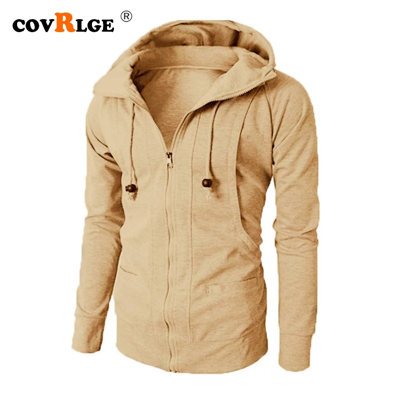 

Covrlge Autumn Spring Drawstring Zipper Men Hoodies Jacket Hooded Sweatshirt Male Long Sleeve Pocket Pullover Hoodie Coat MWW158