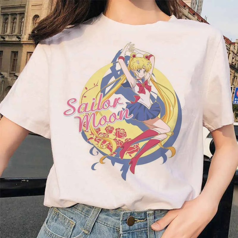 Сейлор Мун 90s забавная Футболка Harajuku одежда футболка Эстетическая кошка аниме Женская милая женская футболка Kawaii футболки Мода Ullzang