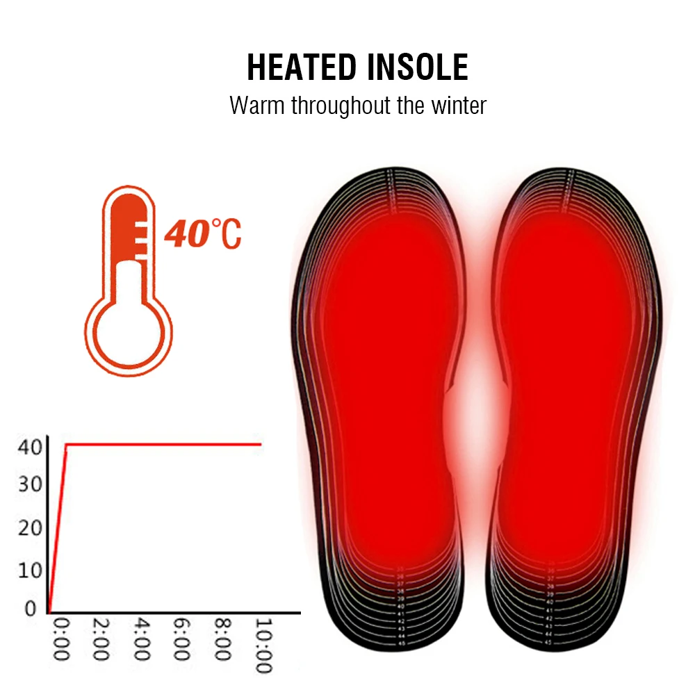 Demine Winter Heated Insoles Electric Battery Heating Warm Shoes Inserts Free Cut Carbon Fiber Foot Pads Thermal Heater Insoels