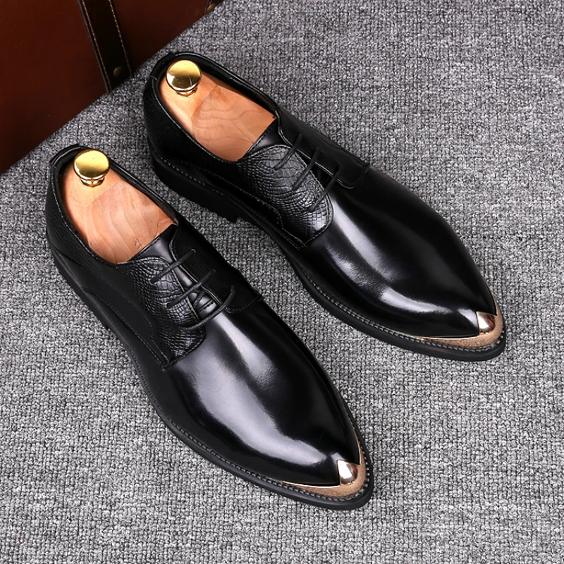 British fashion men's breathable wedding party wear smash genuine leather shoes pointed toe oxford shoe zapatos hombre sneakers | Обувь