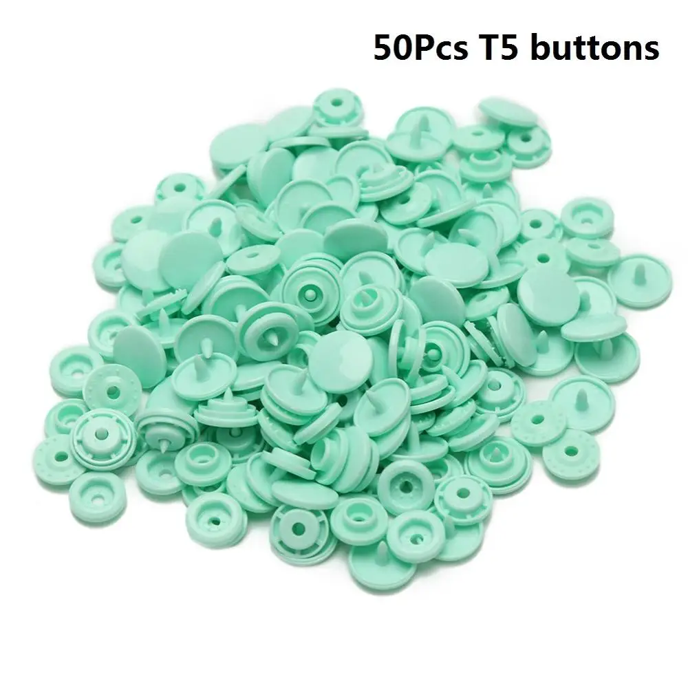 50Pcs T5 buttons Крепежные плоскогубцы, кнопка KAM T5, пластиковая смола, пресс-шпилька, тканевая кнопка, u-образный пресс, швейные инструменты - Цвет: 50Pcs T5 buttons