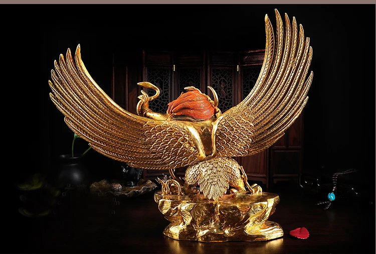 27cm LARGE # GOOD # Buddhist disciple efficacious Protection Tibet Nepal Garuda Dharma Gold-plated brass Buddha statue images - 6