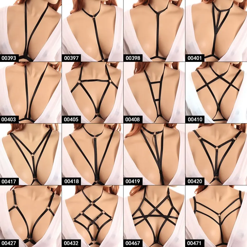 

Black Strappy Body Harness Bra for Women Hollow Out Caged Tops Bondage Sexy Lingerie Plus Size Punk Goth Dance Festival Rave