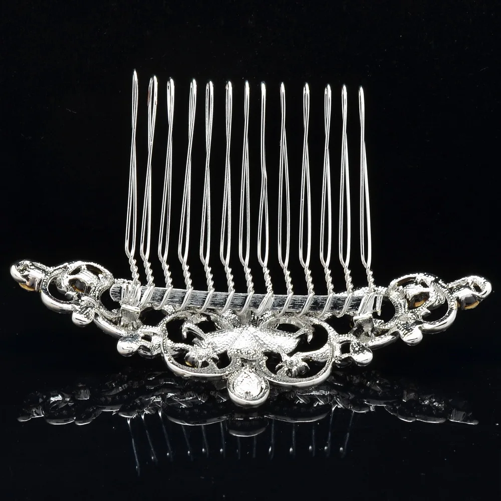 Прозрачные шпильки для волос расческа с кристаллами и цветами женщин свадебные