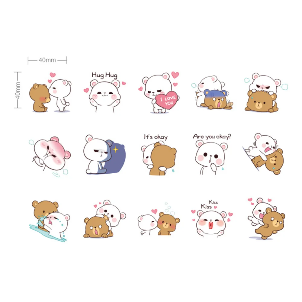 45 шт./кор. милые канцелярские наклейки DIY медведь липкая бумага Kawaii для украшения
