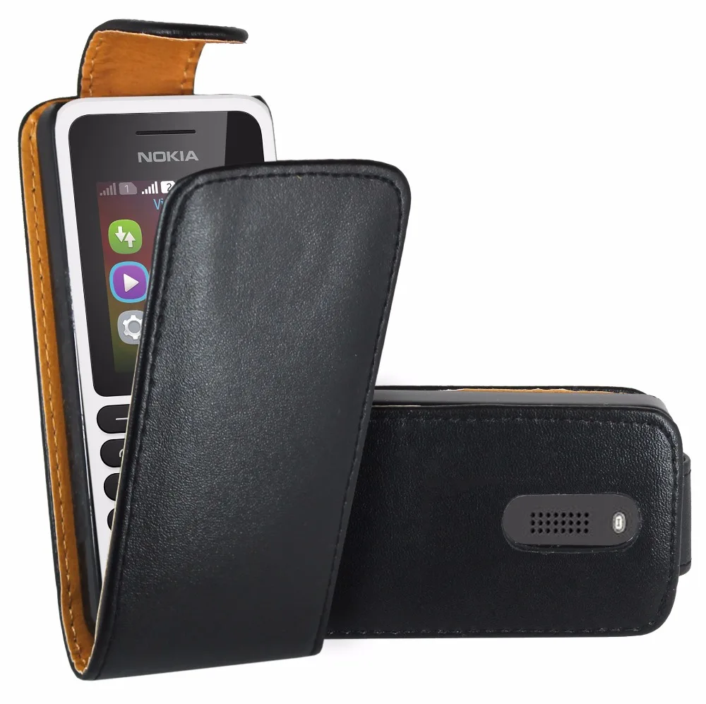 Черный кожаный чехол книжка премиум класса с чехлом для Nokia 130 / две Sim карты|covers for