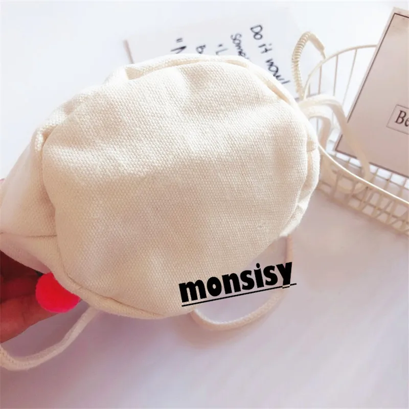 Monsisy/Детский кошелек с меховым помпоном сумка на плечо для девочек Kawaii тканевая