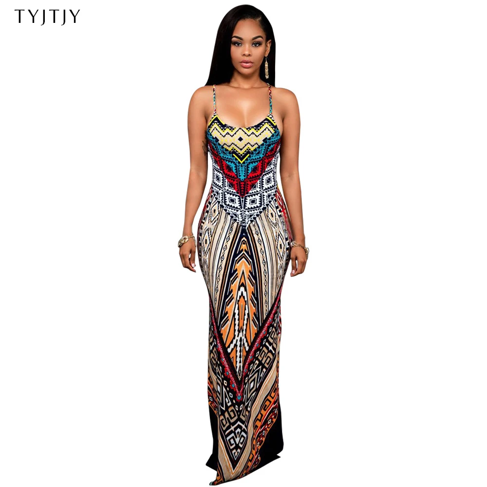 Женское летнее платье макси длинное вечернее с открытой спиной бохо облегающее