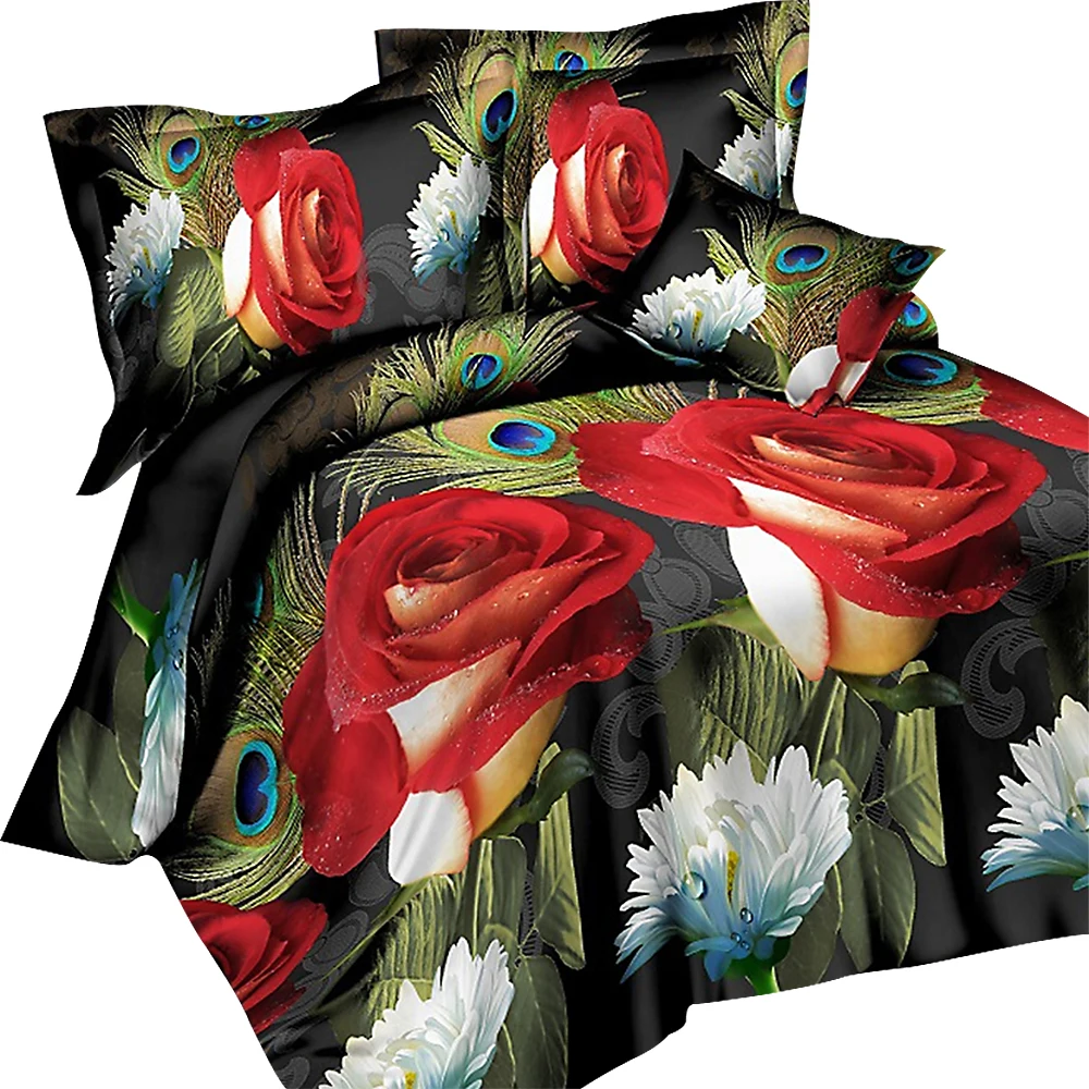 15 Роскошный комплект постельного белья Flower3/4 шт с принтом розы роскошное постельное белье для пододеяльника наволочка постельное белье украшение комнаты - Цвет: 15