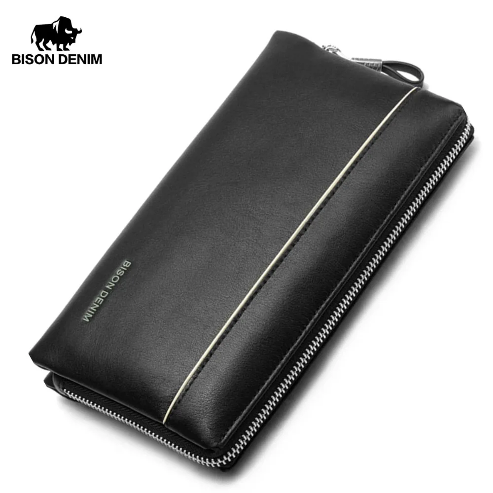 BISON DENIM мужские кошельки кошелек из натуральной кожи роскошный бренд деловой