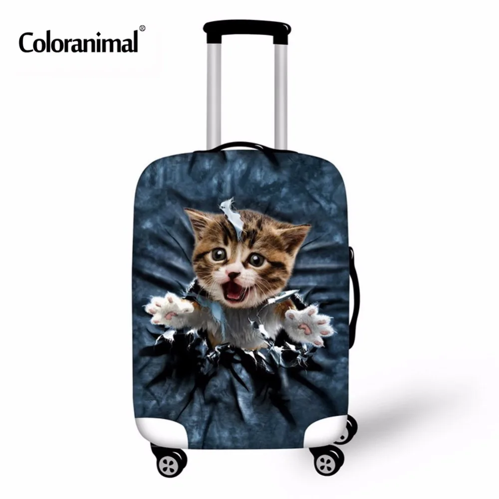 

Чехол для багажа Coloranimal на колесиках 18-30 дюймов, эластичный мужской чехол для костюма-тележки, чехол с животными, милый чехол для кошек и соба...