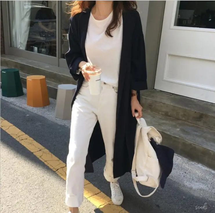 Новинка осени 2018 женский Кардиган с длинным рукавом длинная однотонная женская