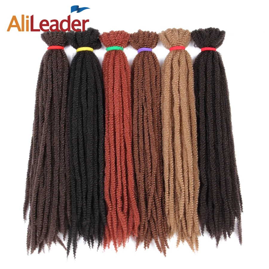 Alileader 7 пакеты полный голова крючком Marley косы волос 18 дюймов 30 Корни афро кудрявый
