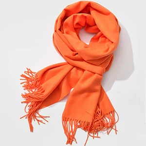 orange Luna& Dolphin, Женские однотонные кашемировые шарфы с кисточками, зимний толстый теплый шарф, высокое качество, Женская шаль, Пашмина, палантин - Цвет: orange