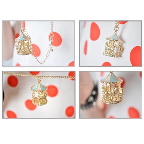 Ожерелье с эмалью в виде карусели|chain necklace|sweater chainnecklace necklace |
