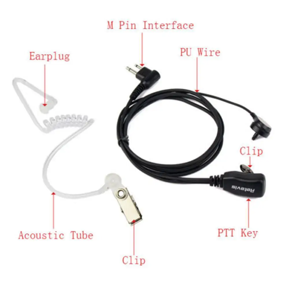 Радио Walkie наушники Air Acoustic Tube наушник 2 Pin PTT прозрачная гарнитура для Kenwood HYT BAOFENG UV