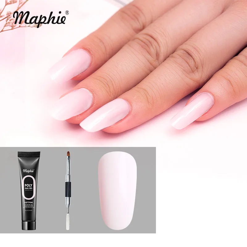 Maphie, 15 г, прозрачный удлиняющий УФ-гель для ногтей, розовый цвет, светодиодный Гель-лак для ногтей DIY, Полупостоянный гель для ногтей - Цвет: 001 2PCS SET