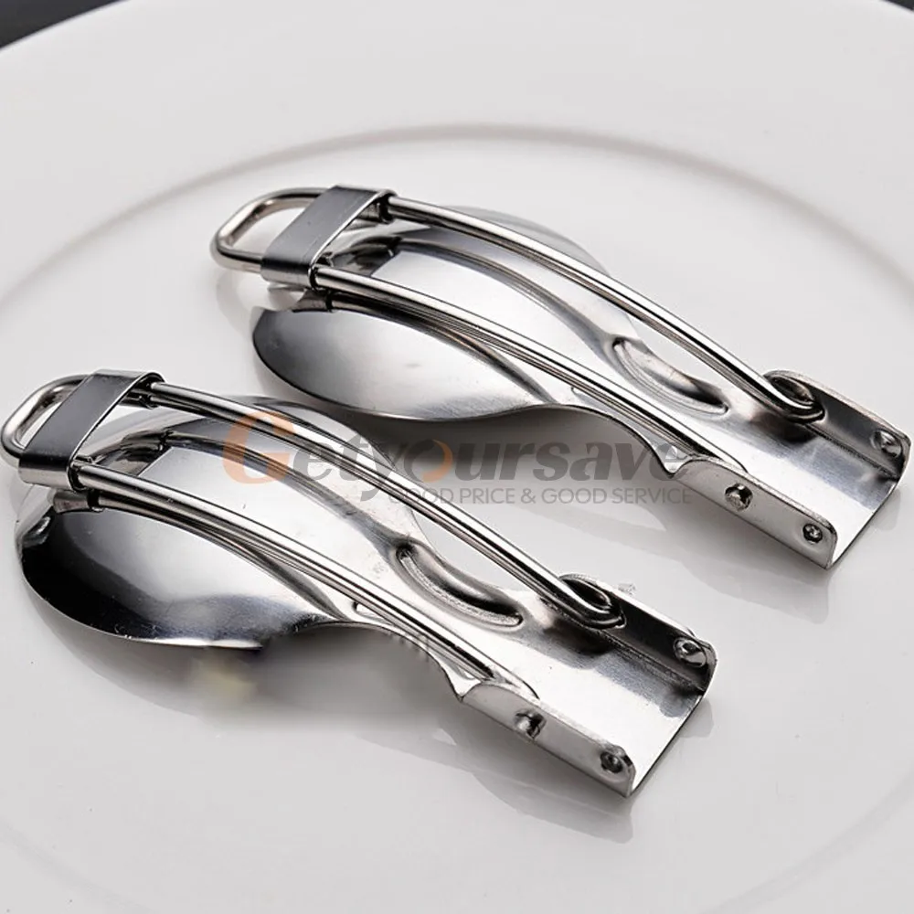 Складная ложка для путешествий кемпинга пикника нержавеющая сталь вилка Spork
