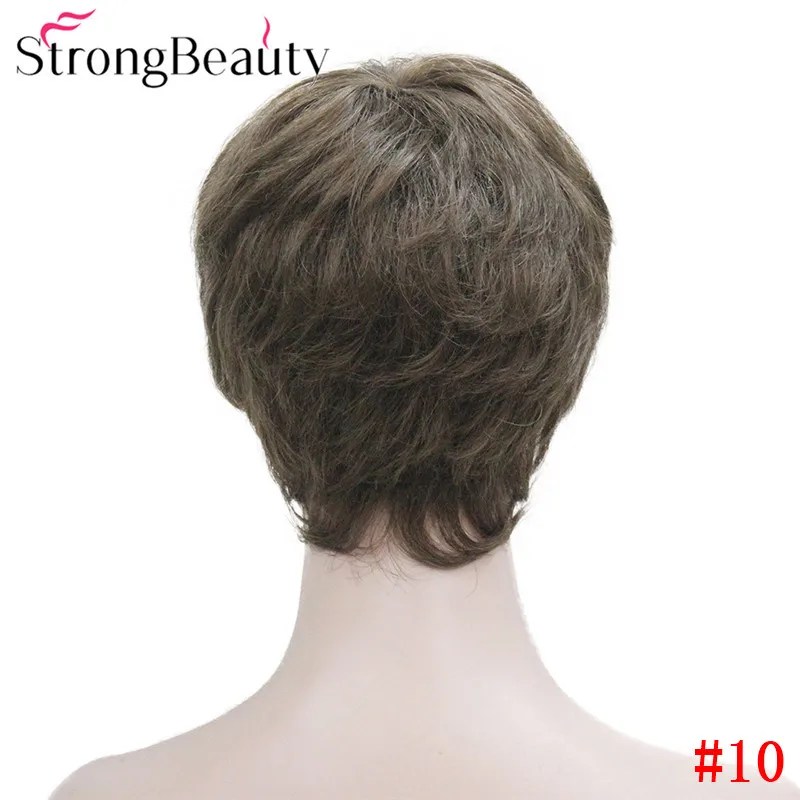 10 StrongBeauty, короткие прямые парики, синтетические волосы с небольшим монофиламентом, объемные натуральные парики с челкой, 4 цвета на выбор - Цвет: 10