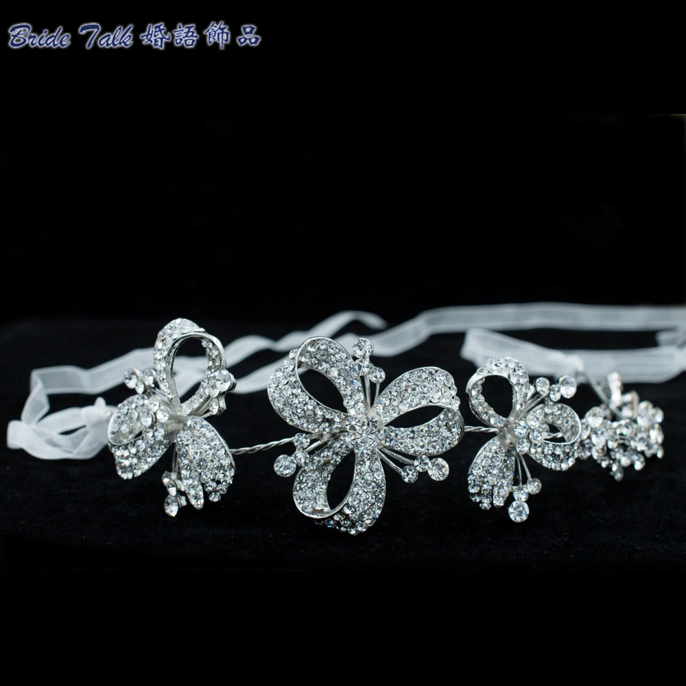 Бант цветок повязка на голову цепь лента аксессуары для ювелирных изделий