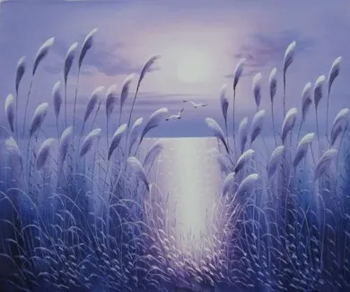 

2016 exquisite handmade reed landscape painting
