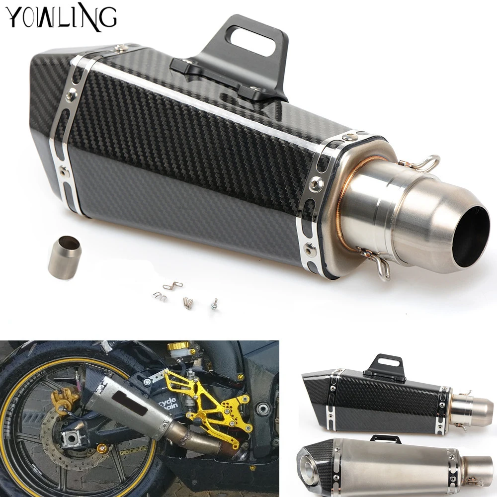 Universal Motorcycle Real carbon fiber exhaust Exhaust Muffler pipe For Honda NT700 CB500 CB600F Hornet NT400 NTV600 VT250