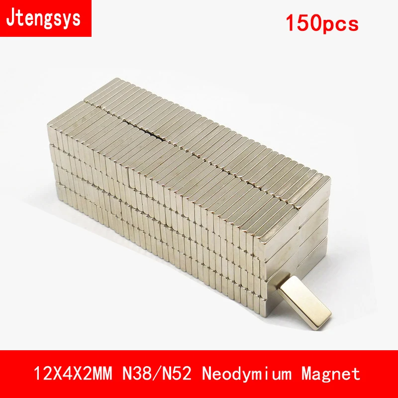 Jtengsys 150 шт 12*4*2 мм N38 N52 прокладка сильный постоянный неодимовый магнит Поверхностная краска никель