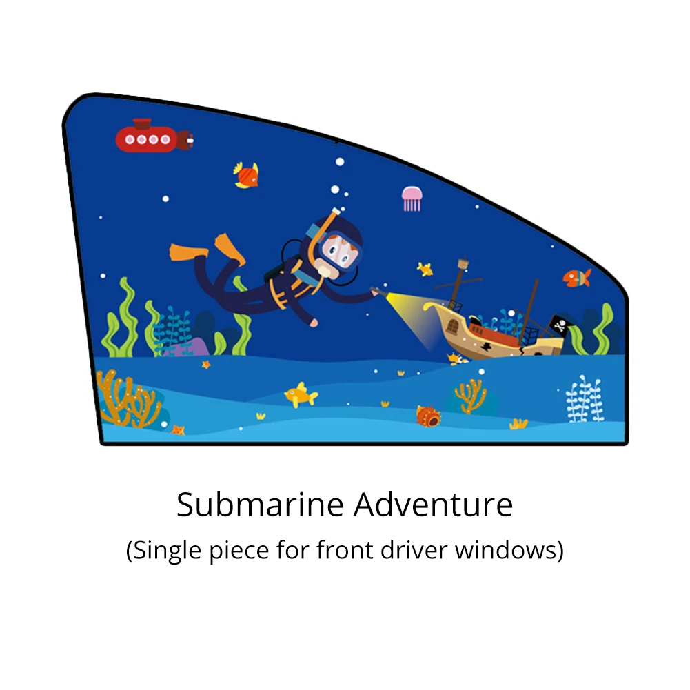 submarine adventure Солнцезащитный козырек 1 шт., универсальный магнитный автомобильный солнцезащитный козырек, занавес на присоске, мультяшная защита на боковое окно, солнцезащитный козырек для детей - Цвет: submarine adventure