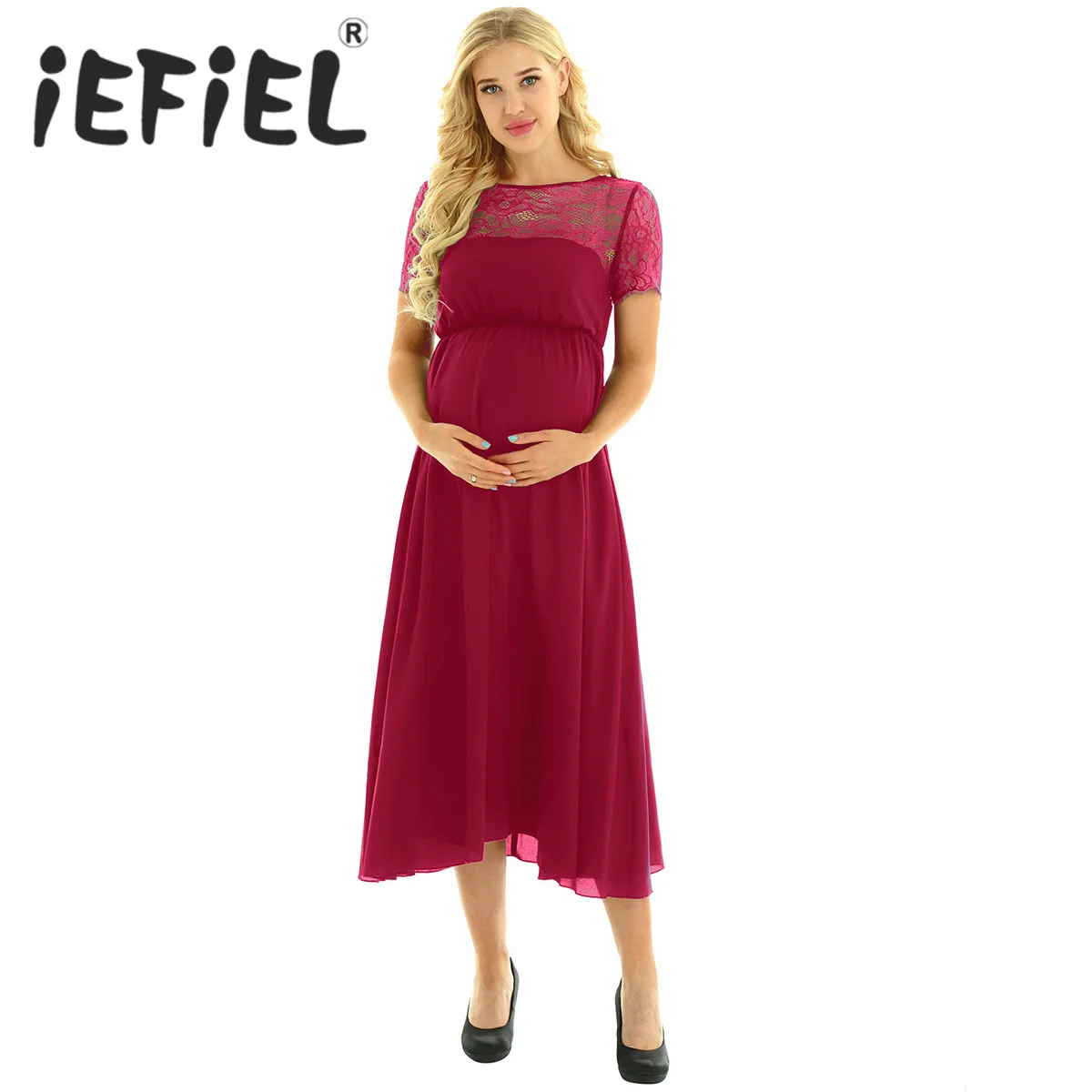 Женское элегантное шифоновое платье принцессы для беременных с коротким рукавом