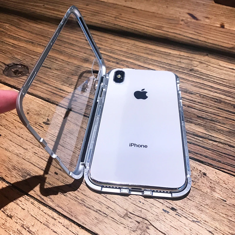 Роскошный Металлический Магнитный защитный чехол для iPhone X XS MAX XR 6 S 7 8 плюс 360