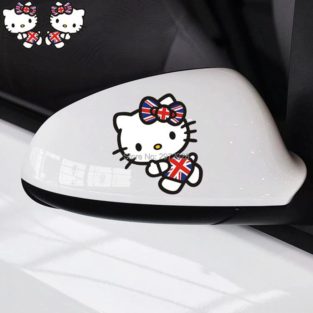 2 x новейший креативный милый рисунок Hello Kitty в Флаг Великобритании зеркала