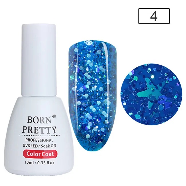 BORN PRETTY 10 мл голографический Блестящий Гель-лак для ногтей Bling Star блеск замачиваемый УФ-гель маникюрный лак Гель-лак для ногтей - Цвет: Color 4