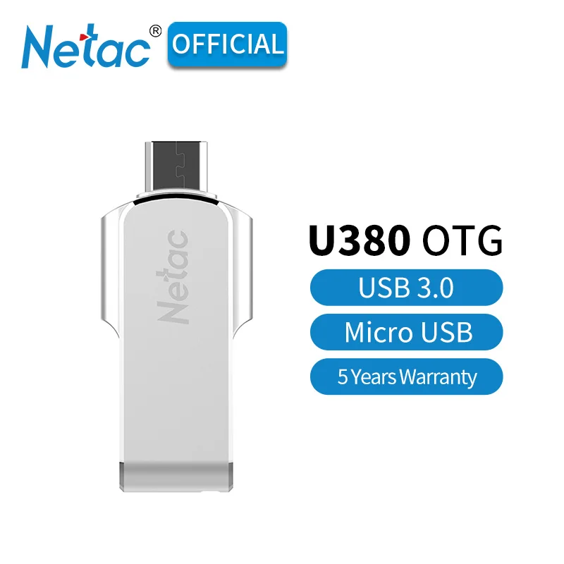 Netac U380 Netac U380 Micro USB флэш-накопитель 16 ГБ 32 ГБ 64 Гб OTG Android USB 3,0 флэш-диск серебристый 16 32 64 Гб SB3.0 Aluninum сплав флешки - Цвет: Netac U380