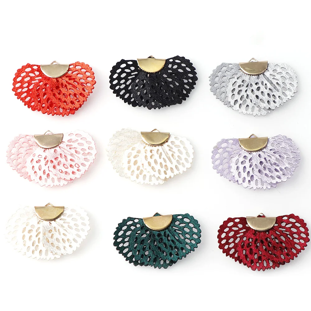 10 шт./упак. кожаные серьги с кисточками разноцветные цветочные ткани кружевная