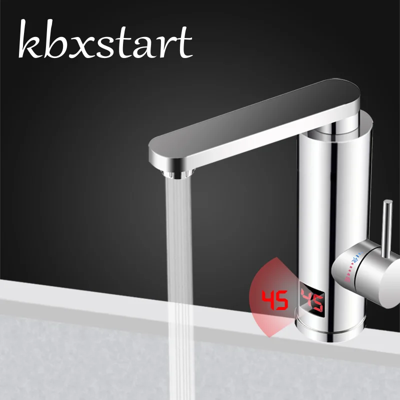 

Kbxstart Bathroom Instant Hot Water Heater Tap 360 Degree Rotation Kitchen Faucet With Led Display 3000W 220V EU Plug M1D
