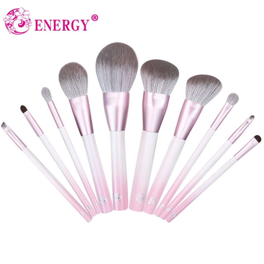 Энергию держатель щеток для макияжа 10 шт розового и голубого цвета Pincel Maquiagem