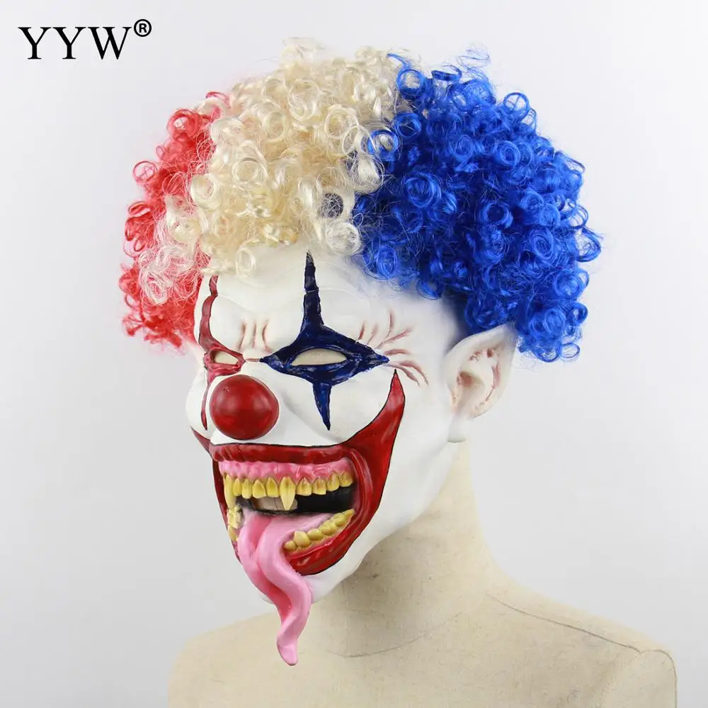 Маска клоуна с париком забавная страшная маска на Хэллоуин резиновые маски для