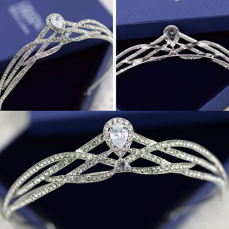 Bella moda elegante grande flor de cabeca de cristal austriaco Tiara cabelo joias para o presente