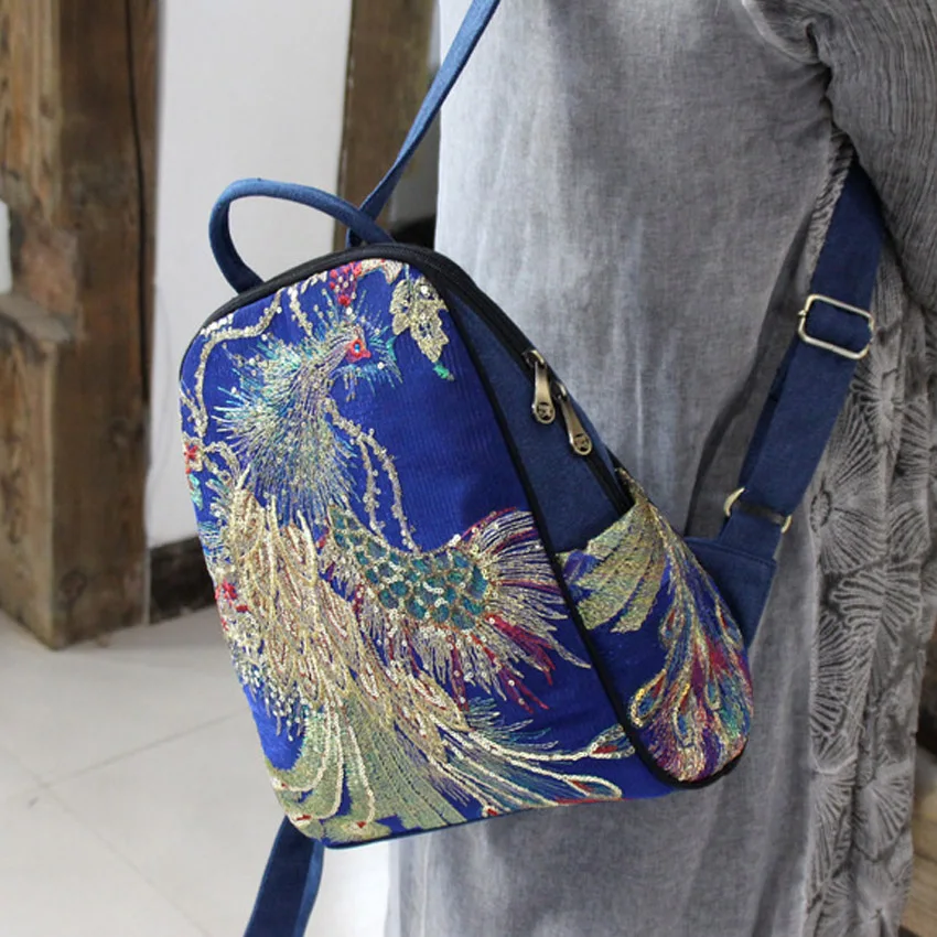 Новый Винтажный женский рюкзак в стиле бохо с вышивкой Феникса павлином и