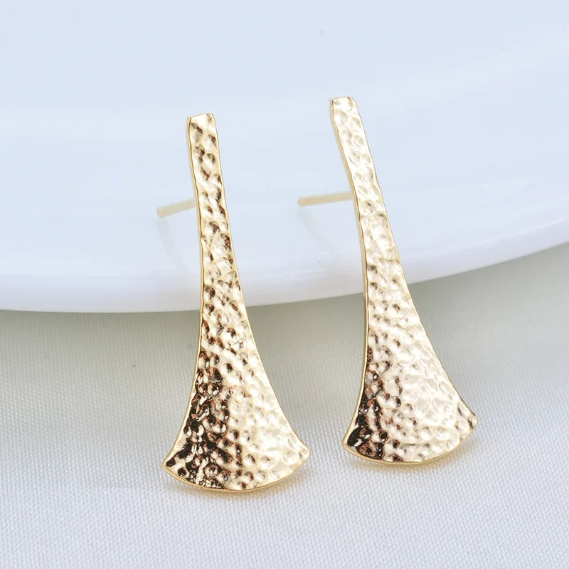 24K Gold Color Серьги-гвоздики с разъемами-вешалками, петли, латунные металлические фурнитура, 24K серьги золотого цвета, изготовление ювелирных изделий DIY, аксессуары - Цвет: 24K Gold Color