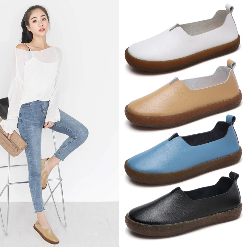 Женская летняя обувь на плоской подошве мягкие дышащие женские лоферы из