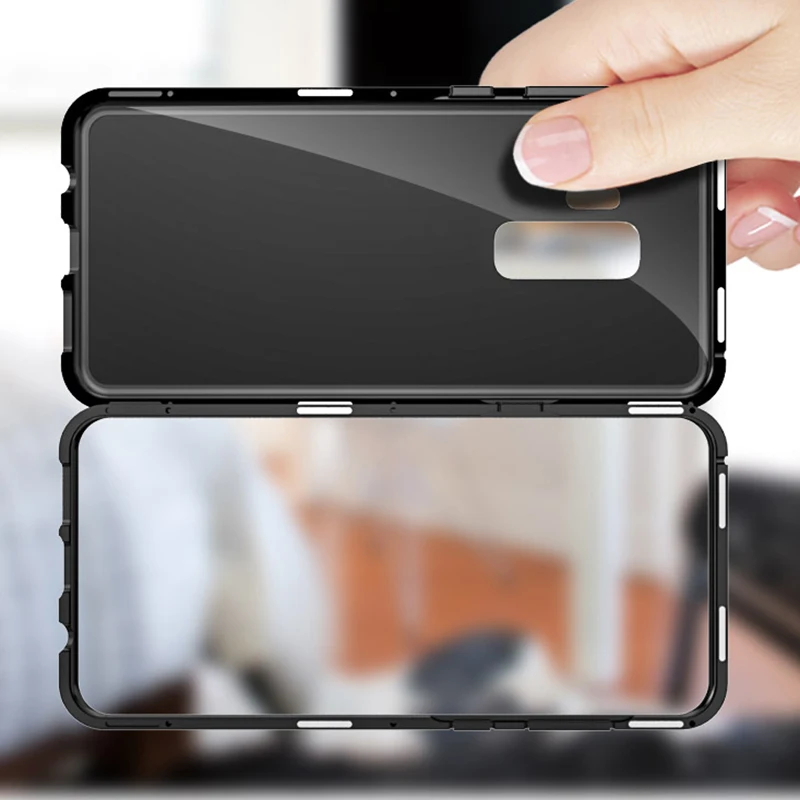 Магнитный адсорбционный металлический чехол для телефона s на samsung Galaxy S8 s9 Plus note 8 9 s8+ s9+ s 8 чехол-накладка на заднюю панель со стеклом