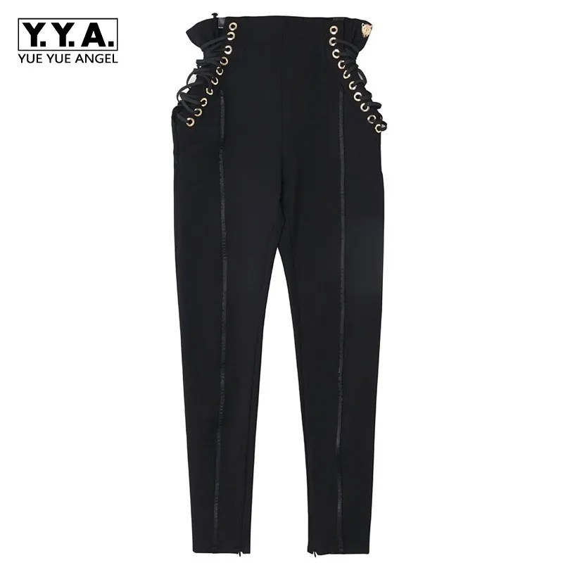 Женские брюки-карандаш с высокой талией на шнуровке | Женская одежда