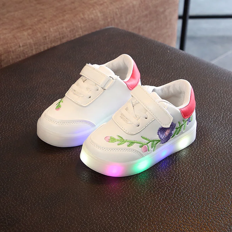 Белые кроссовки для маленьких девочек модные из искусственной кожи со