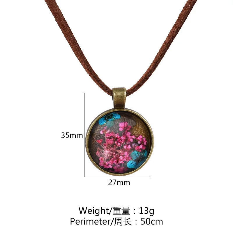 

Handmade Half Glass Ball Dry Flower Necklace Glass Ball Pendant Korean Velvet Line Necklace Jewelry